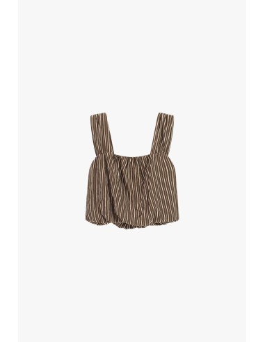 Top cropped às riscas com alças largas Please