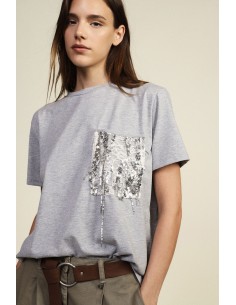 T-shirt de mangas curtas com bolso e lantejoulas Dixie 2