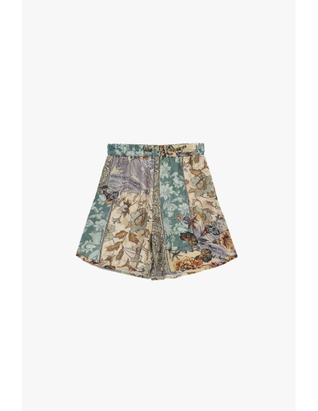 Shorts de corte regular com padrão floral e estampa mista Dixie