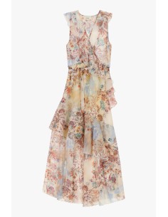 Abito Lungo Con Stampa Floreale E Volant Asimmetrici Dixie - Vestit... 2