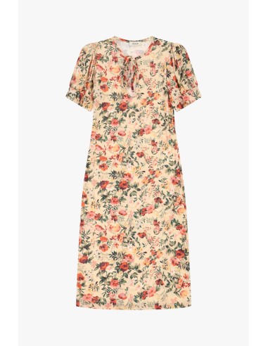 Vestido Midi Estampado Floral com Mangas Curtas Dixie