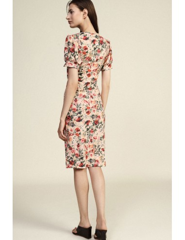Vestido midi com estampado floral e mangas curtas Dixie