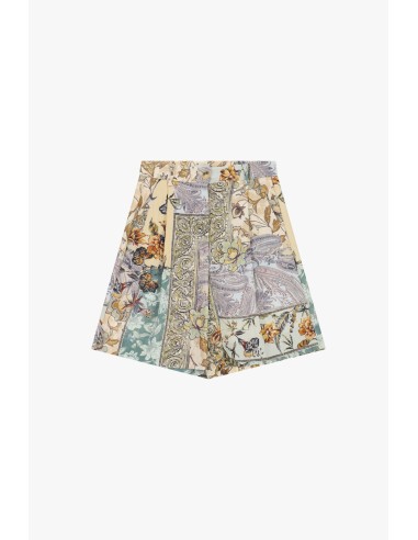 Calções com corte regular e padrão patchwork floral Dixie