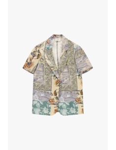 Casaco-Camisa Estampa Patchwork Com Mangas Curtas Dixie 2