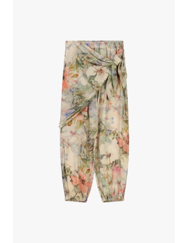 Calças jogger com padrão floral e cintura atada Dixie
