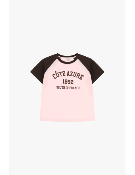 T-shirt com mangas raglan e estampa frontal Dixie