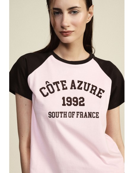 T-shirt com mangas raglan e estampa frontal Dixie
