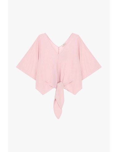 Blusa curta com nó frontal e mangas amplas Dixie