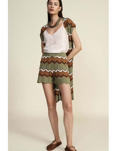 Shorts em jacquard às riscas zigzag com barra festonada Dixie