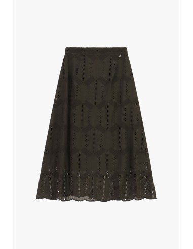Saia Midi Rodada com Bordado Vazado Dixie