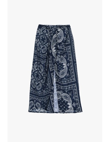Saia Longa com Estampado Paisley e Abertura Frontal Dixie