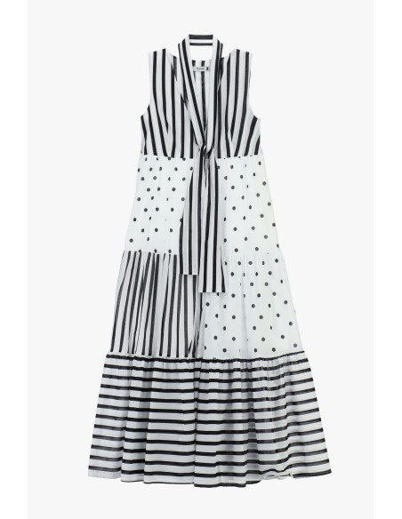 Vestito Lungo Senza Maniche A Righe E Pois Please - Vestiti Firmati...