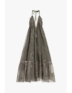 Vestido longo com bordado floral e tiras Dixie