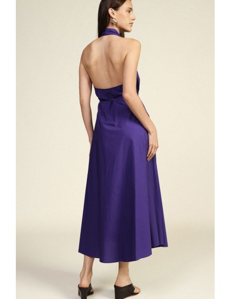 Vestido longo com decote halter e cinto Dixie