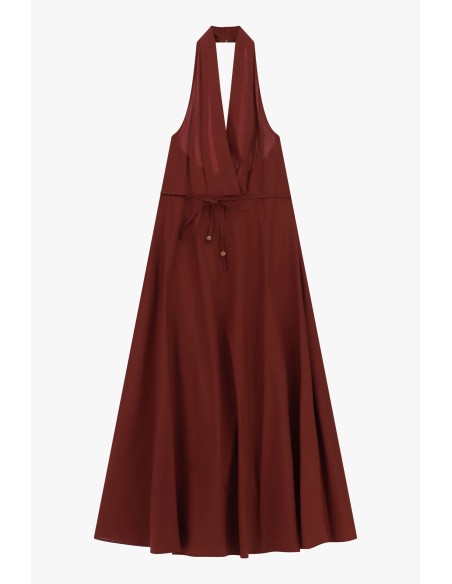 Vestido longo com decote halter e cinto Dixie