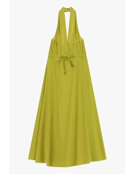Vestido Longo com Decote Halter e Cinto Dixie