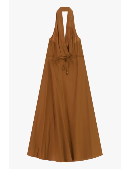 Vestido longo com decote halter e cinto Dixie