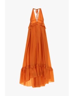 Vestido longo com decote profundo e folhos Dixie 2