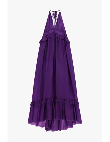 Vestido longo com decote profundo e folhos Dixie