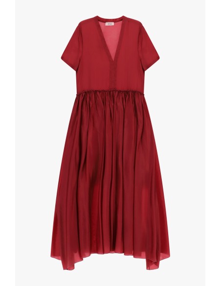 Vestido Longo Decote em V com Saia Ampla Dixie