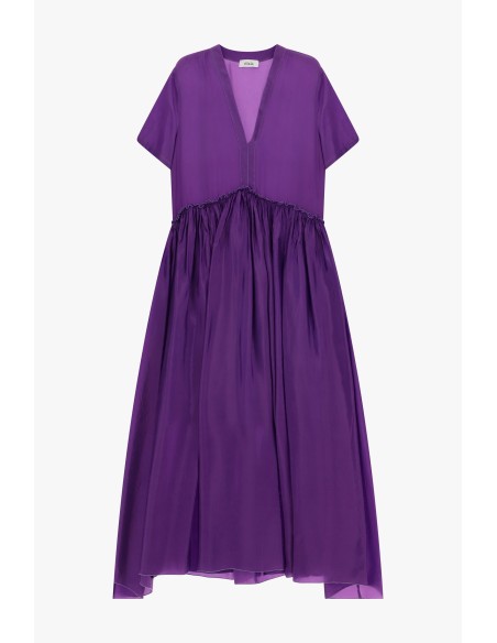 Vestido Longo Decote em V com Saia Ampla Dixie