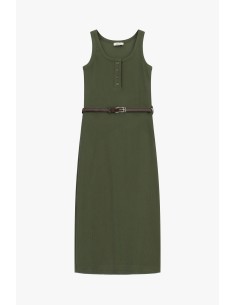 Vestido midi sem mangas com botões e cinto Dixie 2