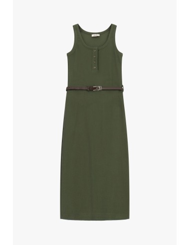 Vestido Midi Sem Mangas Com Botões E Cinto Dixie