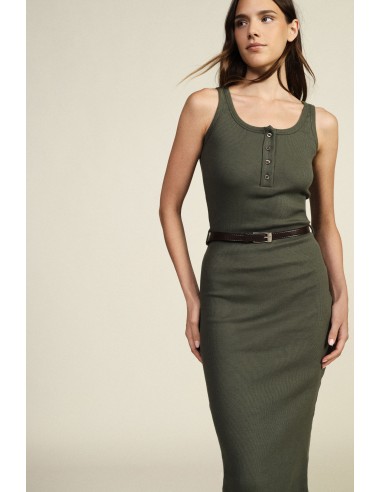 Vestido Midi Sem Mangas Com Botões E Cinto Dixie