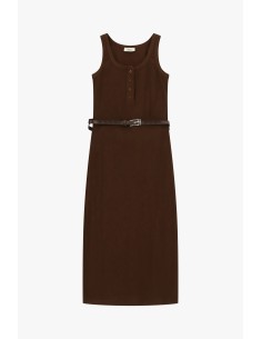 Vestido midi sem mangas com botões e cinto Dixie 2