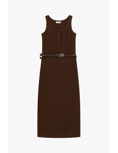 Vestido Midi Sem Mangas com Botões e Cinto Dixie