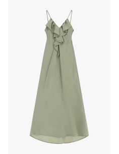 Vestido Longo Com Alças Finas E Folho Frontal Dixie 2