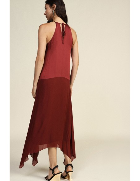 Vestido longo sem mangas com bainha assimétrica Dixie