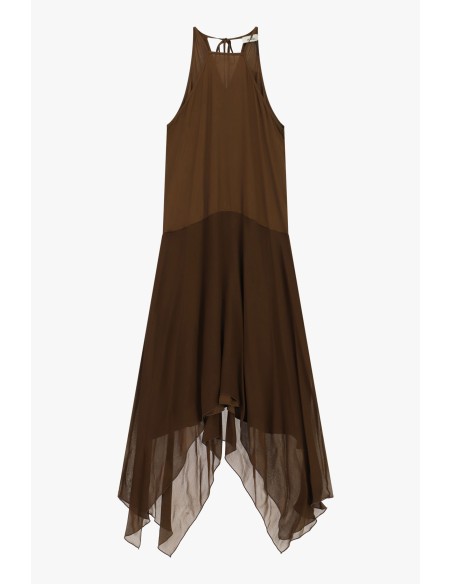 Vestido Longo Sem Mangas Com Barra Assimétrica Dixie