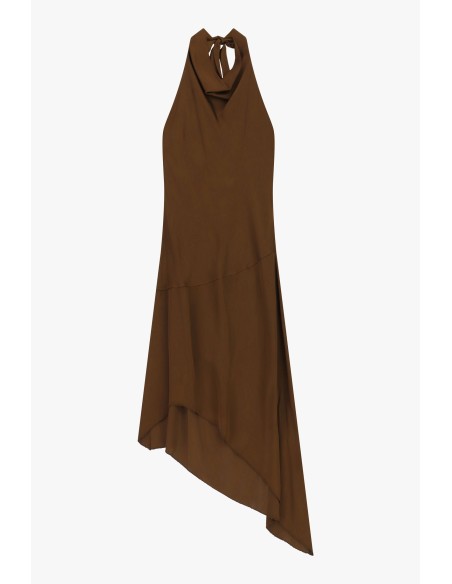 Vestido Midi com Decote Halter e Barra Assimétrica Dixie