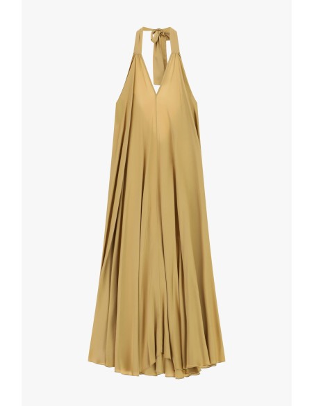 Vestido longo evasé com decote halter Dixie