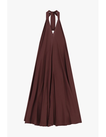 Vestido longo rodado com decote halter Dixie