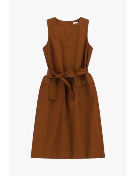 Vestido sem mangas com cinto e bolsos frontais Dixie