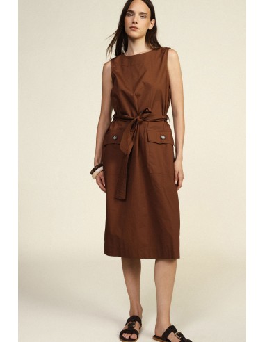 Vestido Sem Mangas Com Cinto E Bolsos Frontais Dixie
