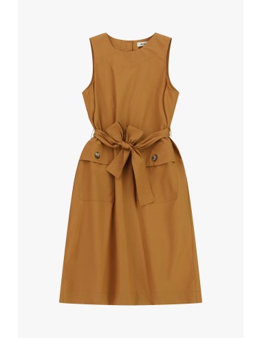 Vestido Sem Mangas com Cinto e Bolsos Frontais Dixie