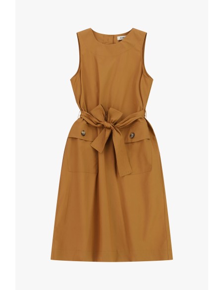 Vestido Sem Mangas com Cinto e Bolsos Frontais Dixie