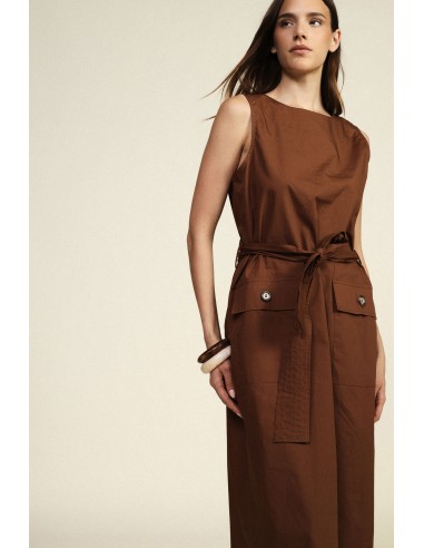 Vestido Sem Mangas com Cinto e Bolsos Frontais Dixie