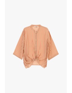 Camisa às riscas com nó frontal e mangas largas Dixie