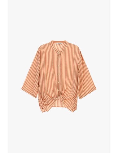 Camisa às riscas com nó frontal e mangas largas Dixie