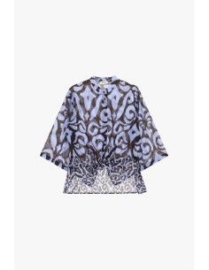 Camisa Estampada com Nó Frontal e Mangas Amplas Dixie