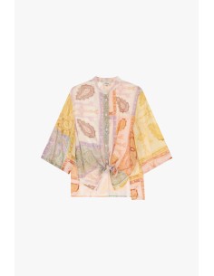 Camisa estampada paisley com nó frontal Dixie