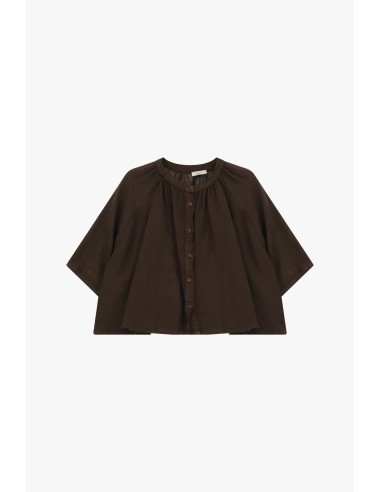 Camisa Ampla com Mangas Três-Quartos e Botões Dixie