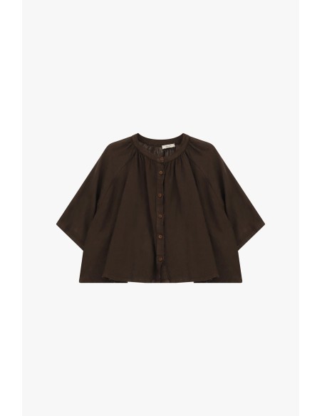 Camisa Ampla com Mangas Três-Quartos e Botões Dixie