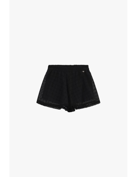 Shorts recortados com borda festoneada e cintura elástica Dixie