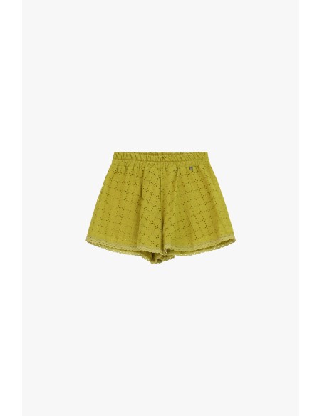 Shorts perfurados com bainha ondulada e cintura elástica Dixie