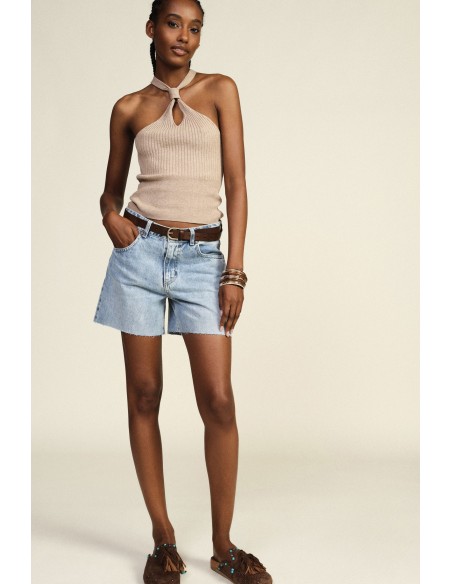Shorts regular-fit em denim com acabamento desfiado Dixie
